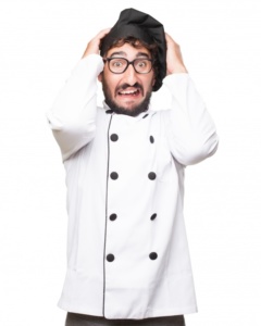 Cocinero sufriendo un ataque de pánico